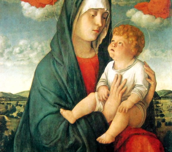 Giovanni Bellini: Madonna dei cherubini rossi, cm. 60, Gallerie dell'Accademia, Venezia